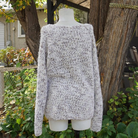 Fuzzy Cream and Brown Sweater - Picture 3 of 4